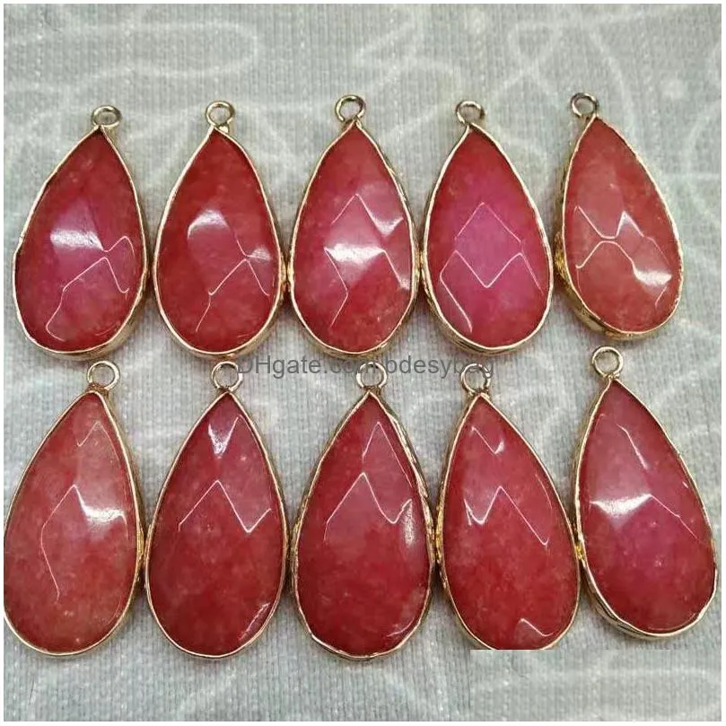 12pcs crystal quartz agate drop color random wholesale multifaceted drop pendant necklace mixed uni cure