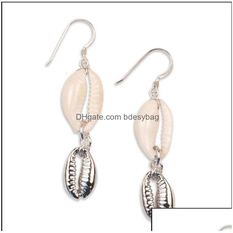 shell earrings bohemian shell pendant hanging earrings beach accessories ladies jewelry