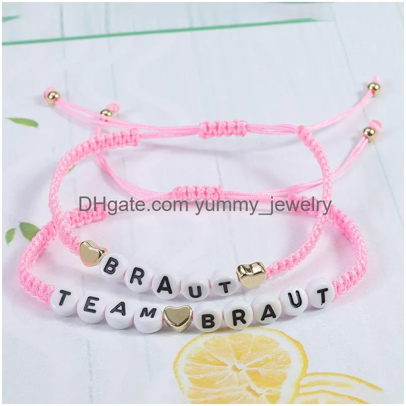 acrylic letter 12pc/set hand adjustable braided bracelet set alphabet bracelet girl boy couple