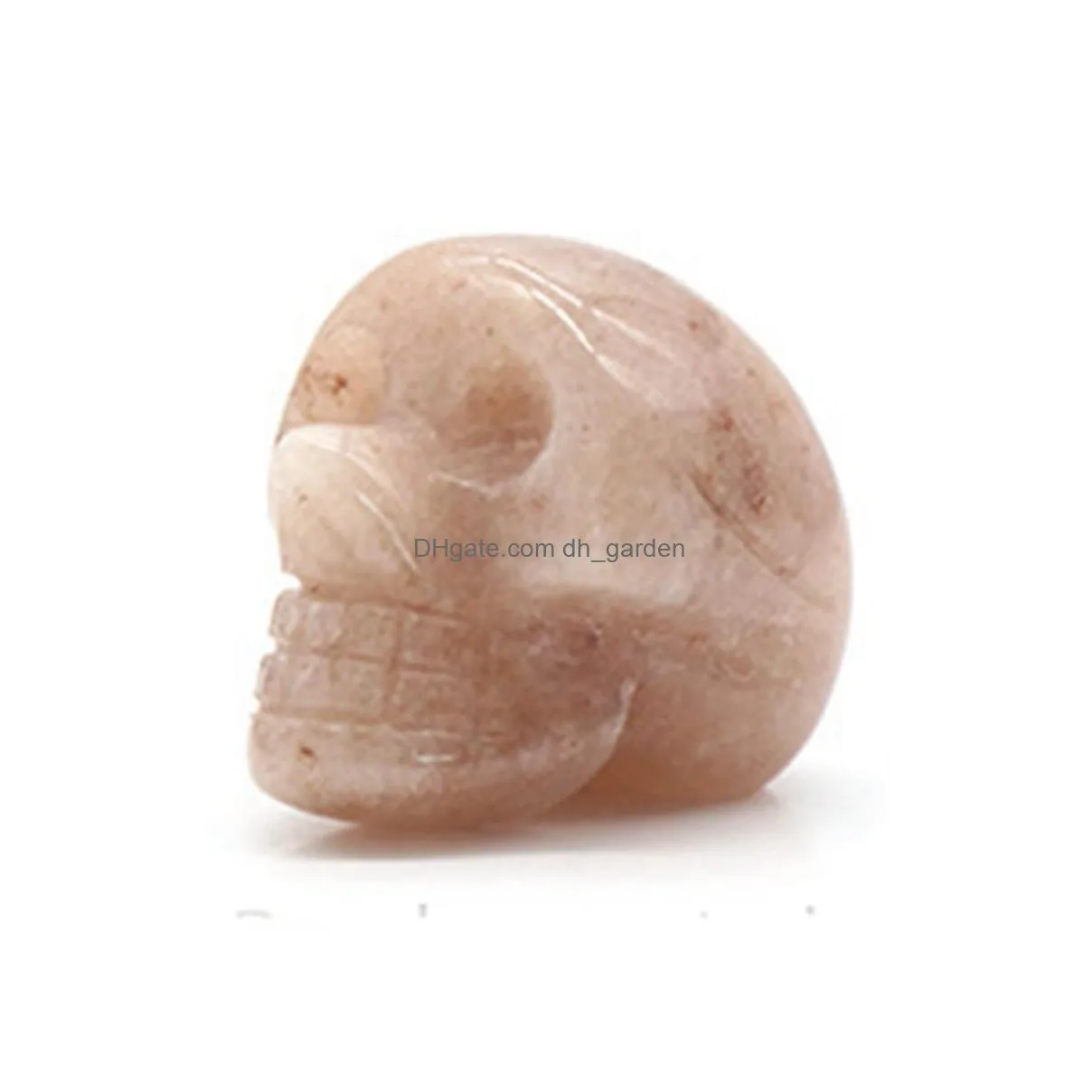 23mm natural sodalite skull head decor statue hand carved polished gemstone human skull figurine pocket reiki healing stone for home