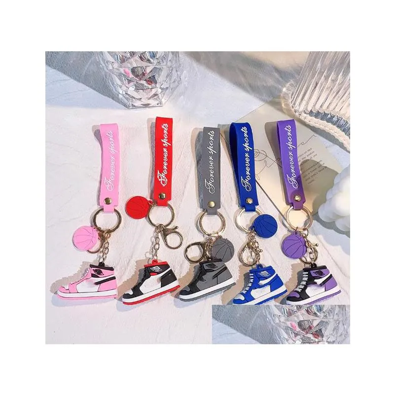 6style creative 3d mini basketball shoes stereoscopic model keychains sneakers enthusiast souvenirs keyring car pendant gift