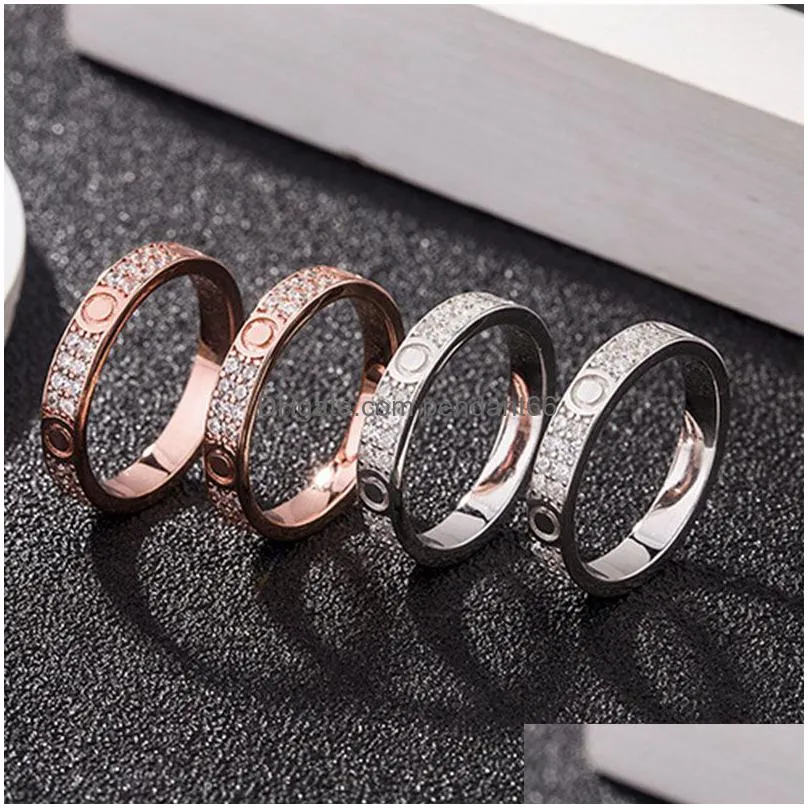 starry ring love rings nail ring designer for womens titanium steel rose gold silver plated with full diamond for man rings wedding engagement gift 4 5 6mm multi