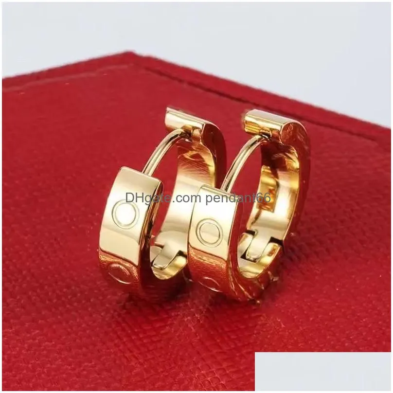 fashion gold earrings diamond luxury jewelry 18k rose gold silver plated stainless steel party christmas birthday jewerlry high quality polished 9mm 12mm