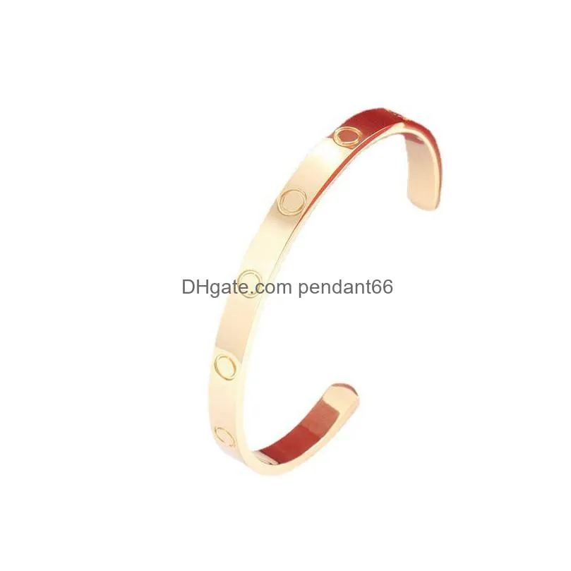 bangle bracelet ctype opening simple love designer bangles women men couple fashion 4diamonds screw bracelets top quality wedding party day valentine