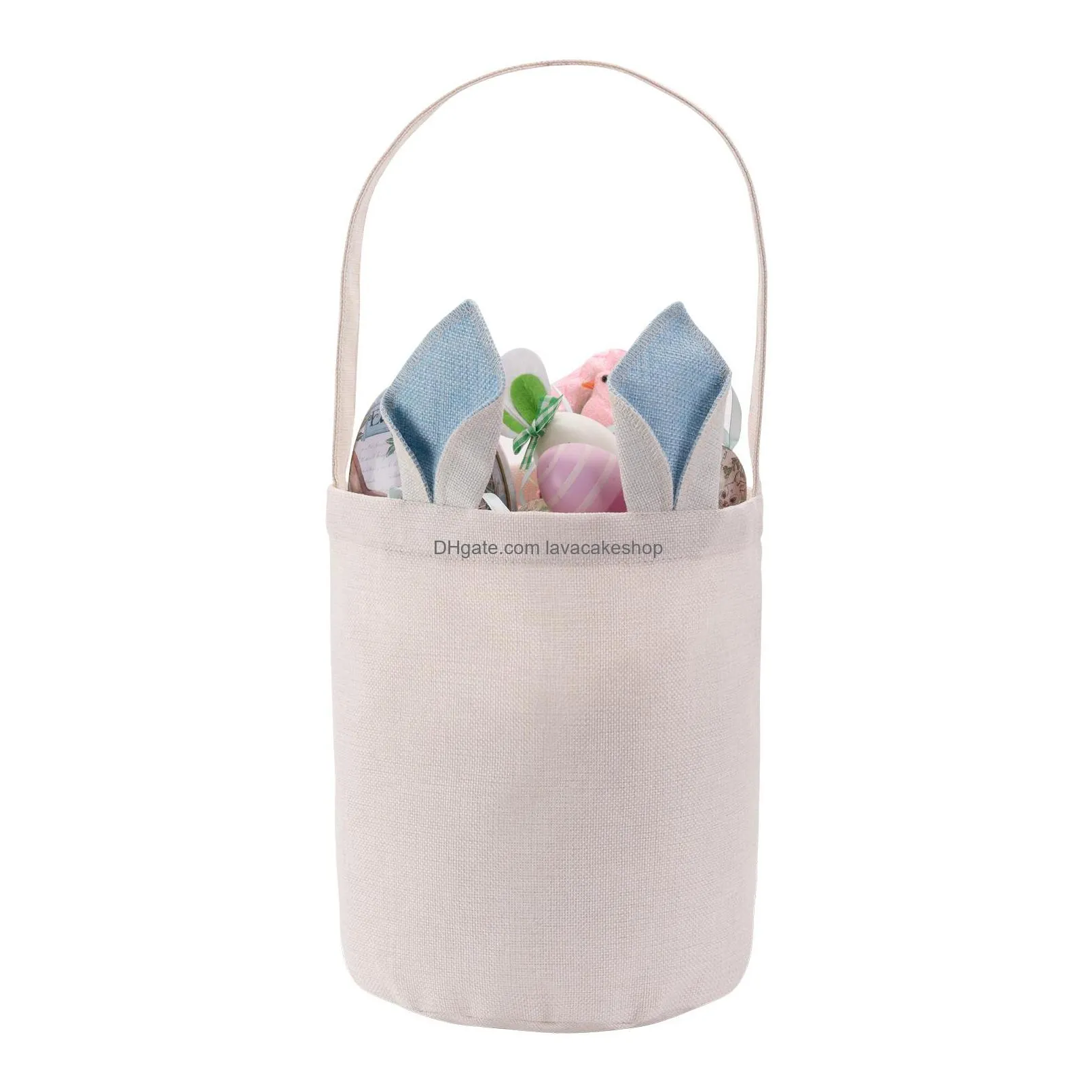 sublimation easter bunny bucket festive polyester blank diy rabbit ears basket personalized candy gift bag with handle