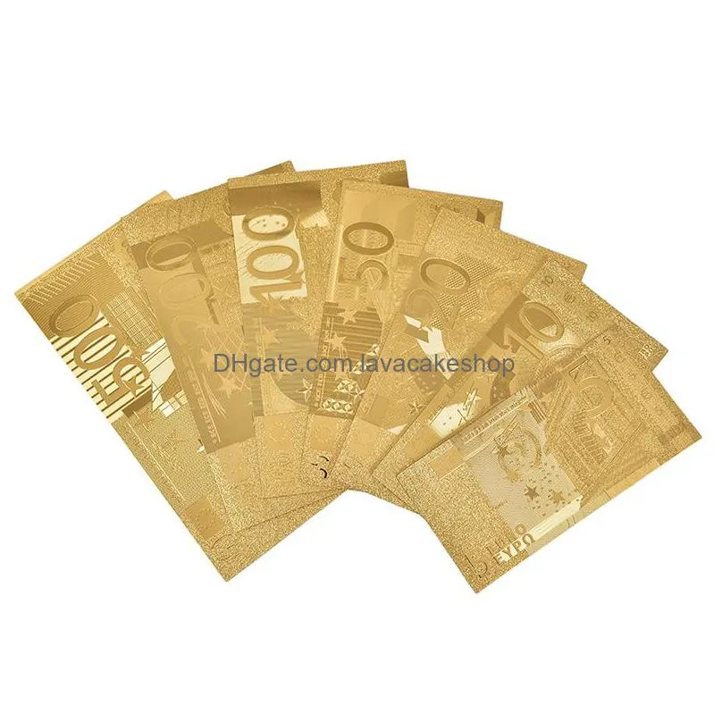 7 sheets/sets waterproof plastic gold foil art bar party supplies creativity collection souvenir copy fake money euro dollars
