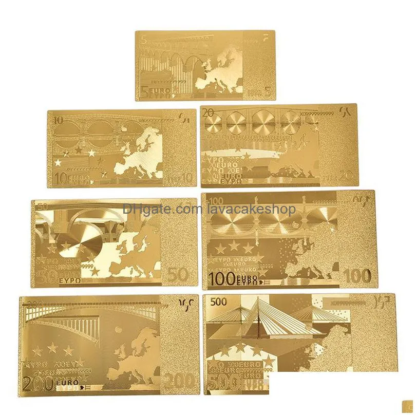 7 sheets/sets waterproof plastic gold foil art bar party supplies creativity collection souvenir copy fake money euro dollars