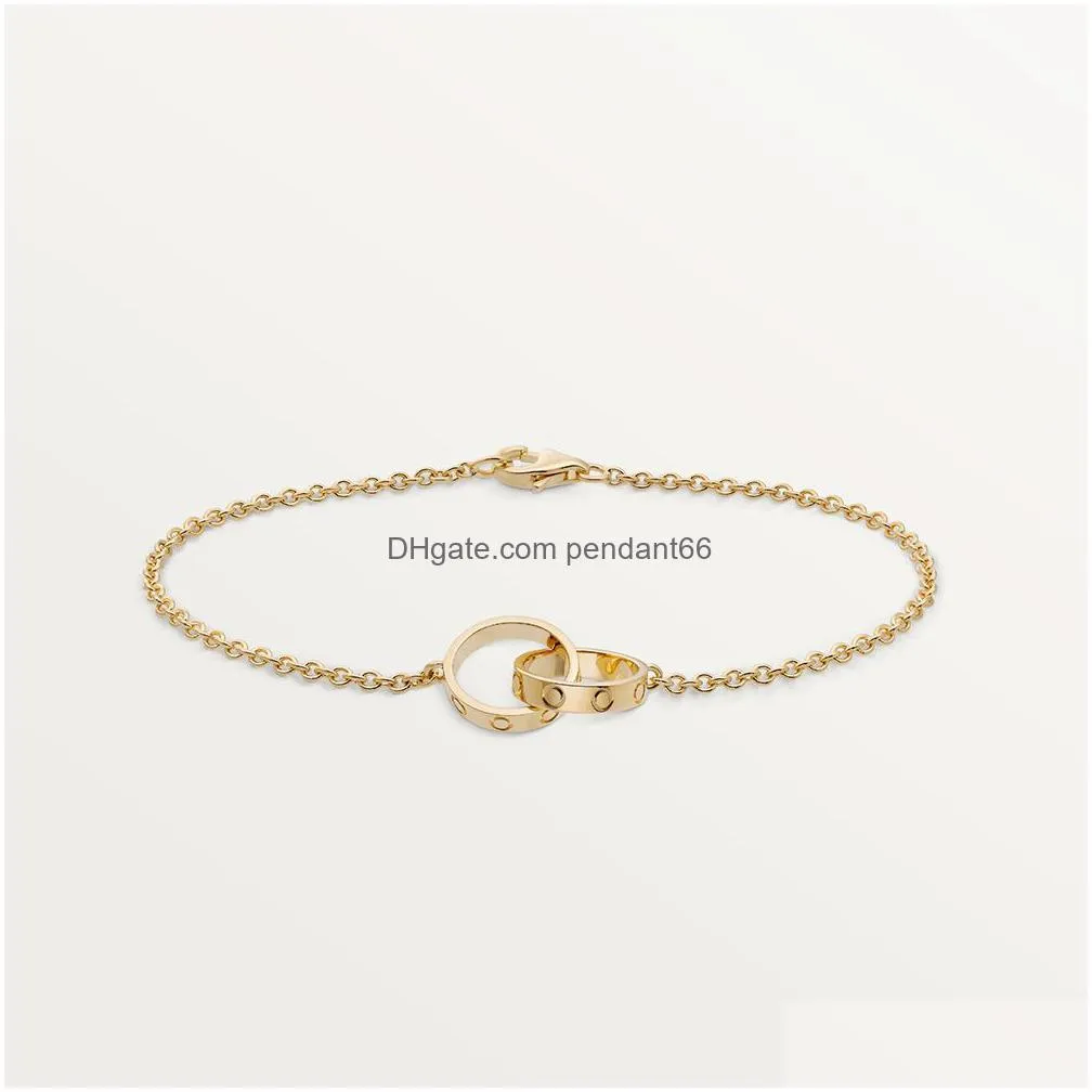love bracelet designer double rings bracelets fashion jewelry titanium steel silver rose gold circle crossed chain charm diamond bracelets gold