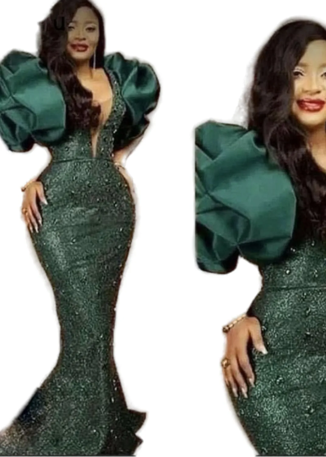 2023 Aso Ebi Dark Green Mermaid Prom Dress Sequined Lace Evening Formal Party Second Reception Birthday Bridesmaid Engagement Gowns Dresses Robe De Soiree ZJ451