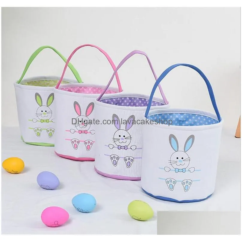 wholesale easter basket festive cute bunny ear bucket creative candy gift bag easters rabbit egg tote bags with rabbit tail 27 styles