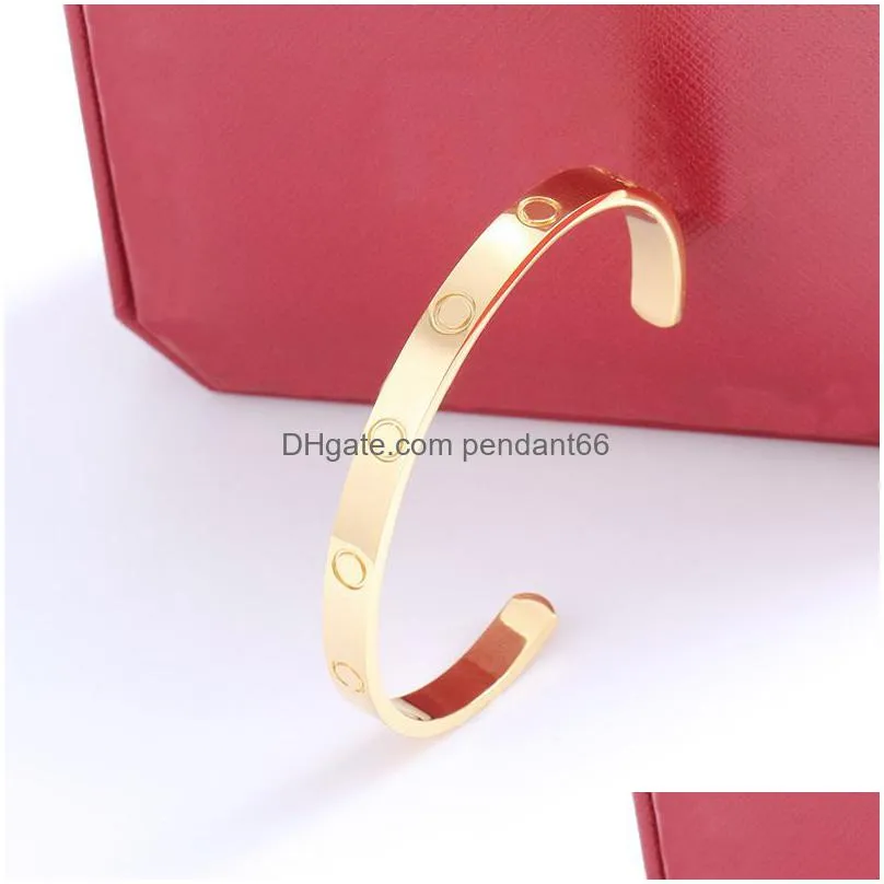 bangle bracelet ctype opening simple love designer bangles women men couple fashion 4diamonds screw bracelets top quality wedding party day valentine