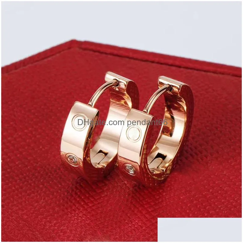 fashion love designer earring gold designer studs ear clip luxury jewelry size 9mm 12mm ladies earring sterling silver ear ring for