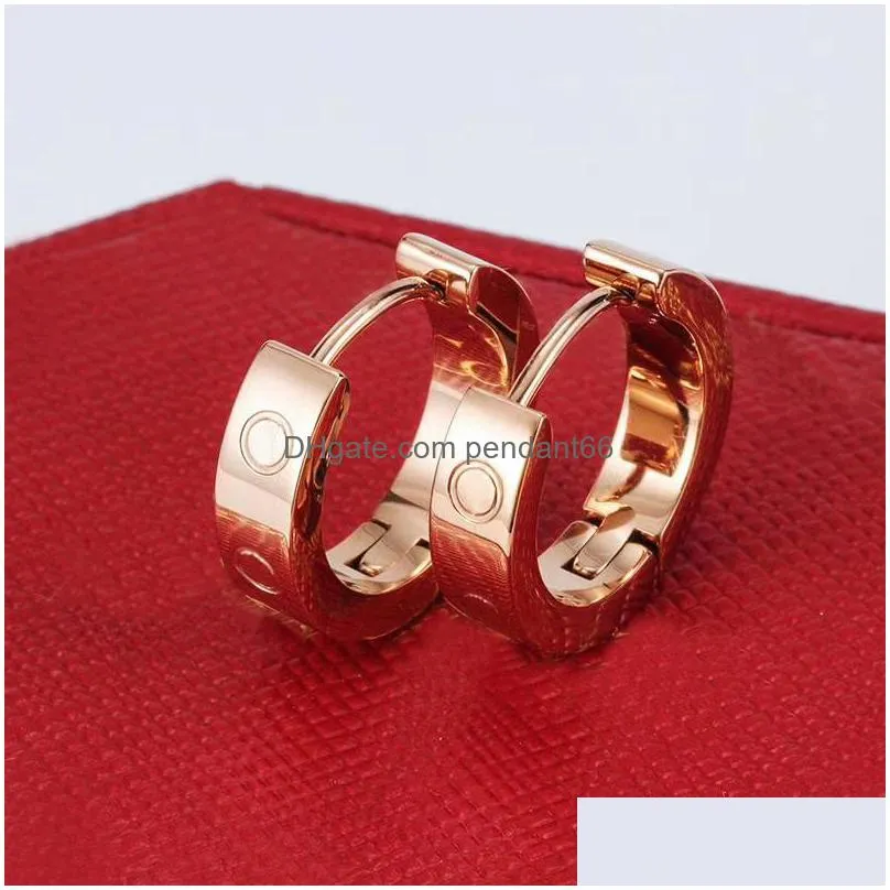 fashion love designer earring gold designer studs ear clip luxury jewelry size 9mm 12mm ladies earring sterling silver ear ring for