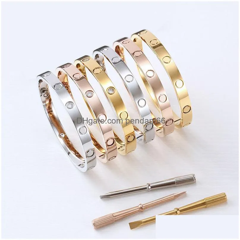nai bracelets for women mens bracelet chain bracelet designer jewellery with zircon rose gold plated silver titanium steel bracelet men love bangle 6mm no