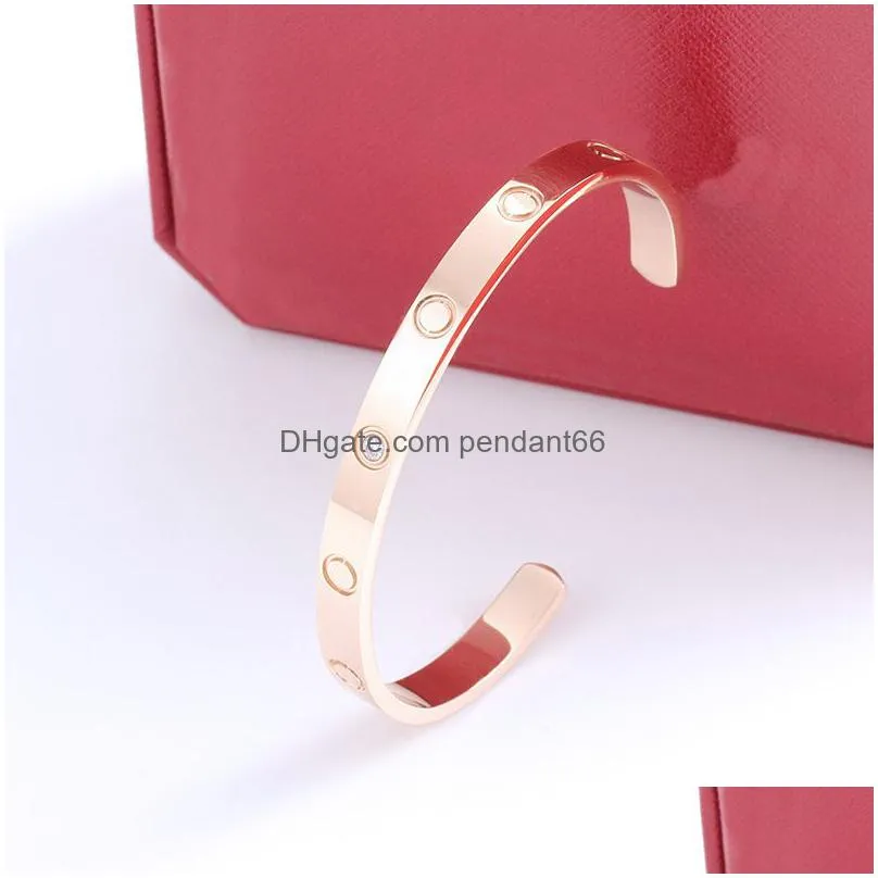 bangle bracelet ctype opening simple love designer bangles women men couple fashion 4diamonds screw bracelets top quality wedding party day valentine