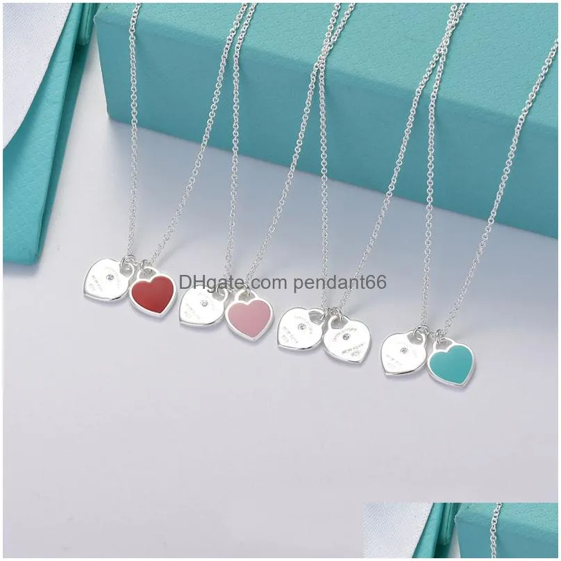 fashion heart necklace designer luxury jewelry brand classic chain necklaces stainless steel rose gold silvermulticolor for women lover party wedding