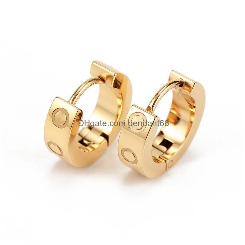 light luxury explosive style temperament open stud titanium steel trend designer earrings wedding christmas holiday gift earrings buckle stud earring