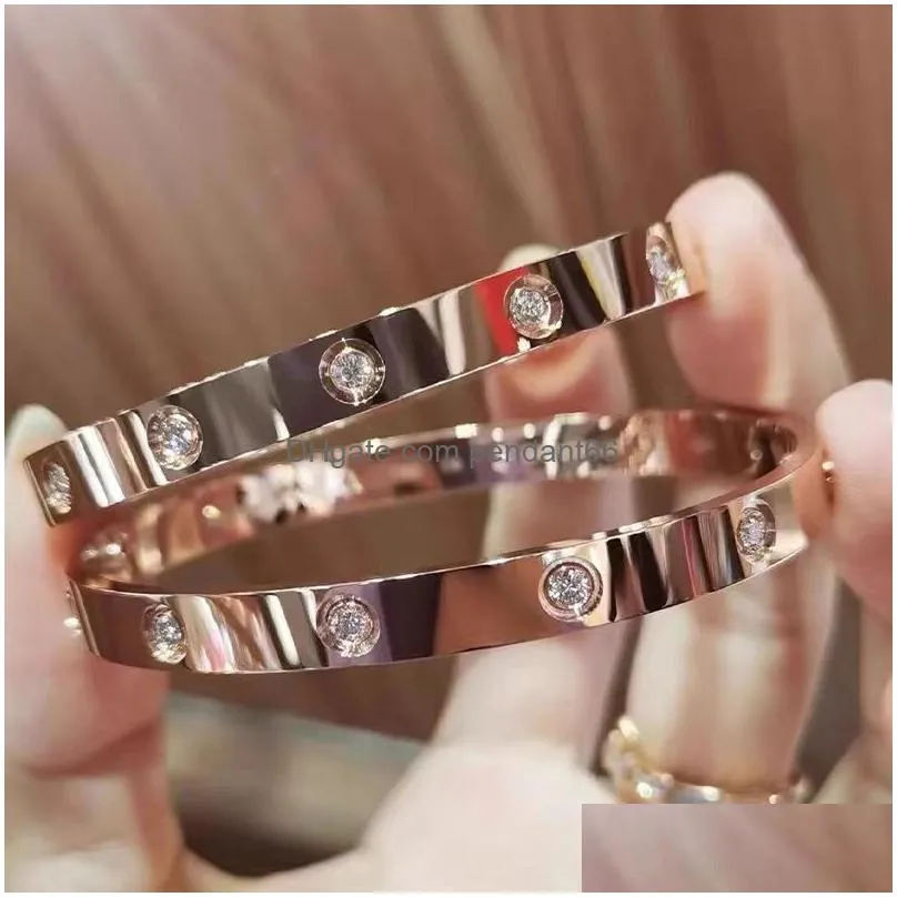 chain bracelet clover bracelets men love bangle jewelry woman with rose gold plated silver titanium steel zircon 6mm width cuff bracelet bangles for women