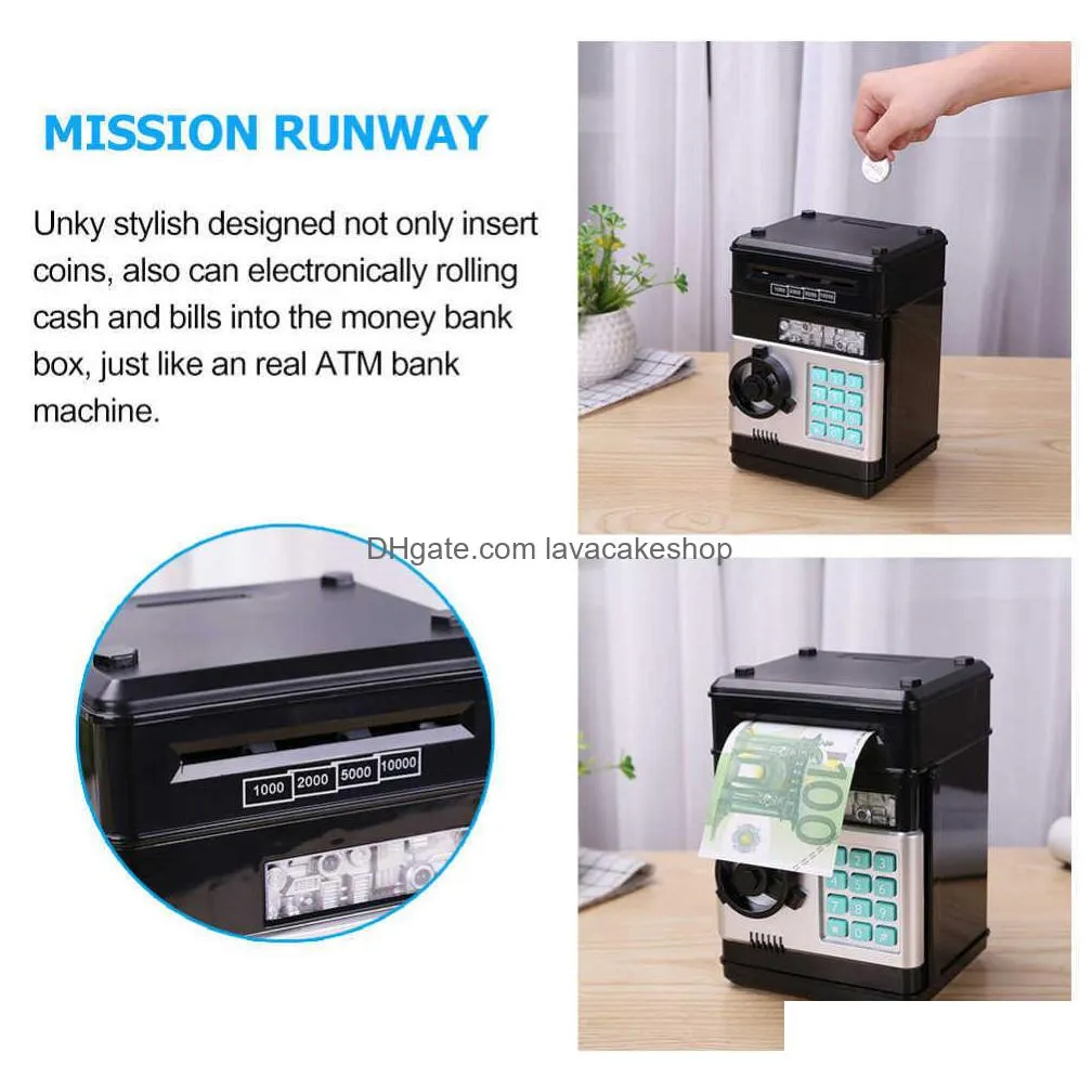 electronic piggy bank safe box money boxes for children digital coins cash saving safe deposit atm machine kid christmas gift x070