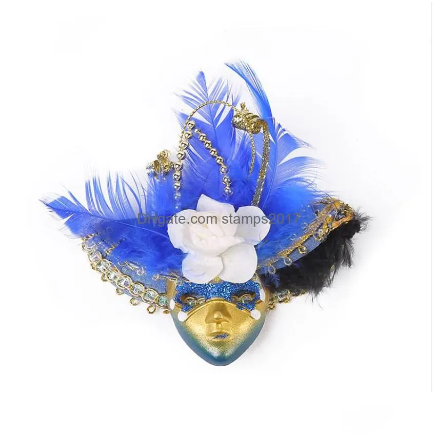 mini masks magnets sticker souvenir wedding birthday party favor venetian feather flower masks fridge magnetic with hat carnival mardi gras