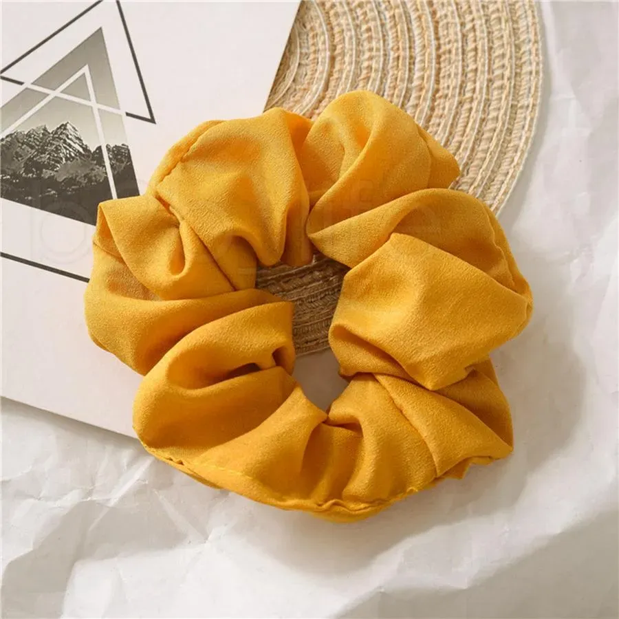 Women Girls Solid Chiffon Scrunchies Elastic Ring Hair Ties Accessories Ponytail Holder Hairbands Rubber Band Scrunchies e0420