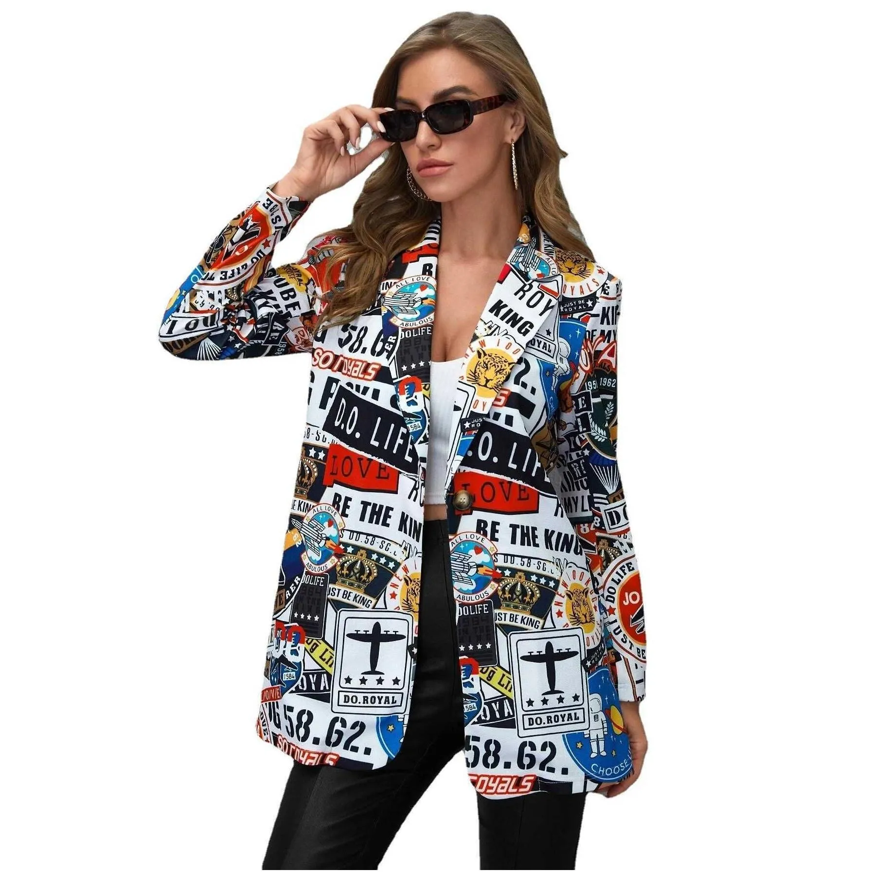 2023 women 28 colors blazer fashion non positioning printing womens casual small suit jacket trend womens wear