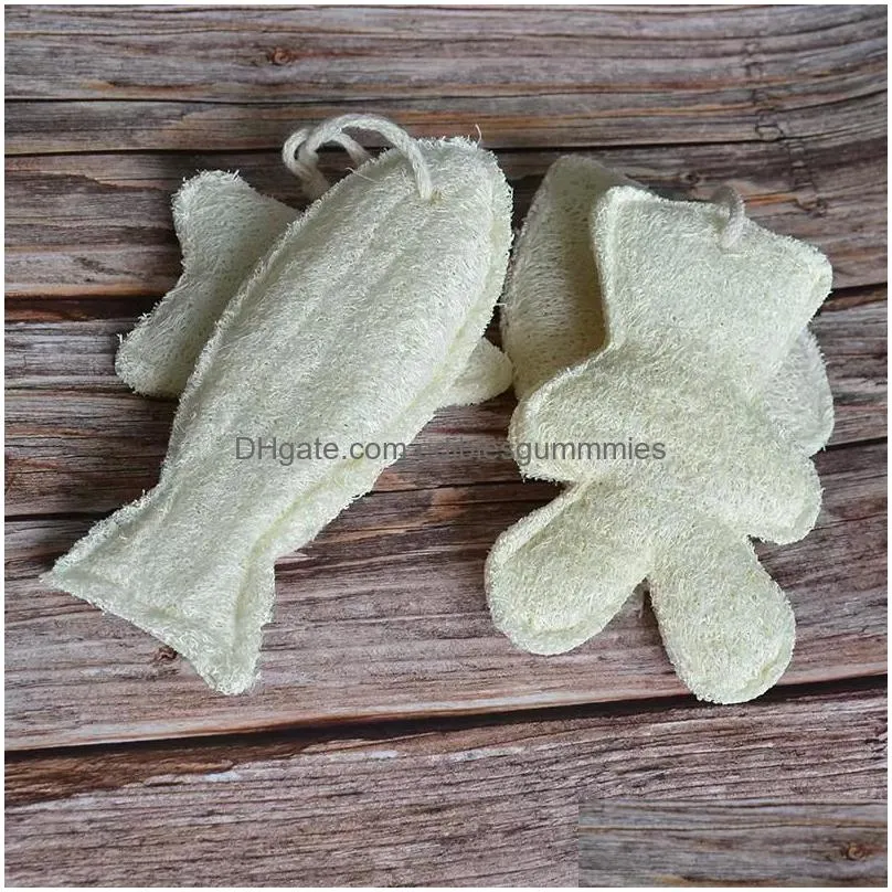 cute animal fish bear star heart shaped natural loofah sponge rra