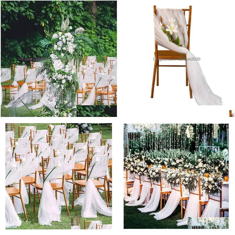 Sashes Romantic Garden Wedding Chair Er Back Banquet Decor Christmas  Birthday Formal Rrb15799 Drop Delivery Home Textiles Ers Dhkgl