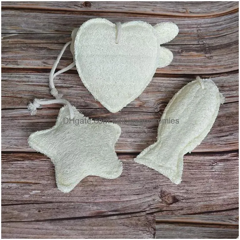 cute animal fish bear star heart shaped natural loofah sponge rra