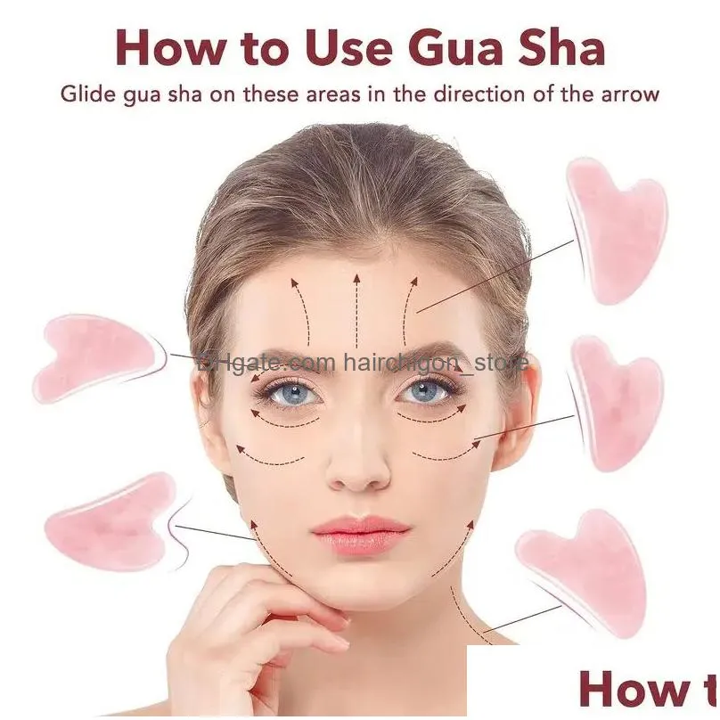 pink quartz jade guasha scraping massage scraper facial massager acupuncture gua sha board acupoint face eye care spa massages tool