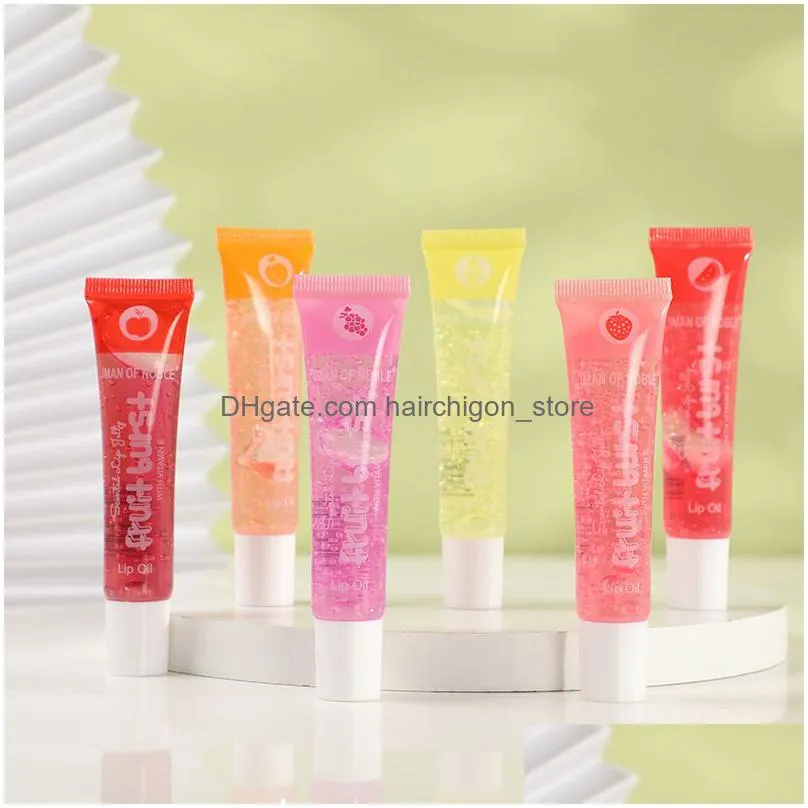 fruit lip plumping oil lip gloss moisturizing shiny vitamin e mineral lips care balm long lasting beauty makeup 20pcs