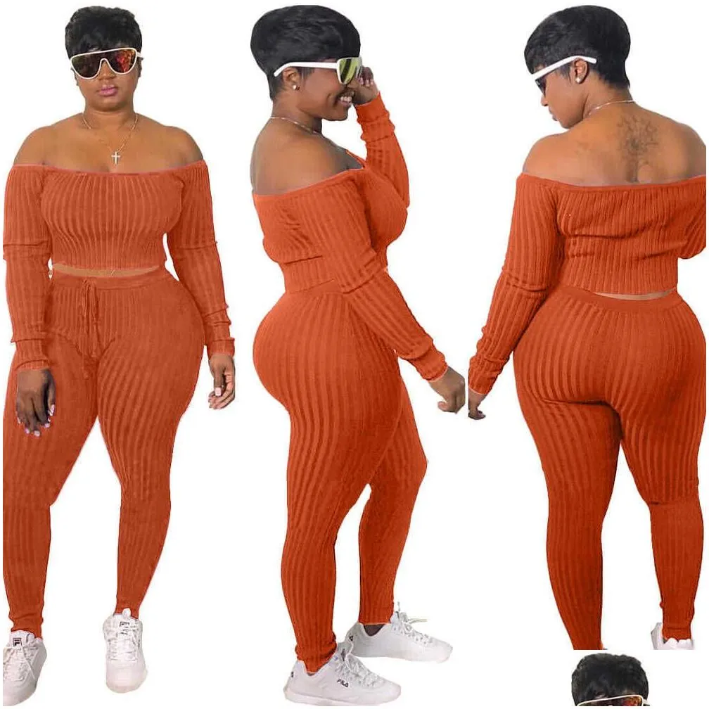 womens large size fashion solid color suit leisure sports suit one shoulder long sleeve sexy womens