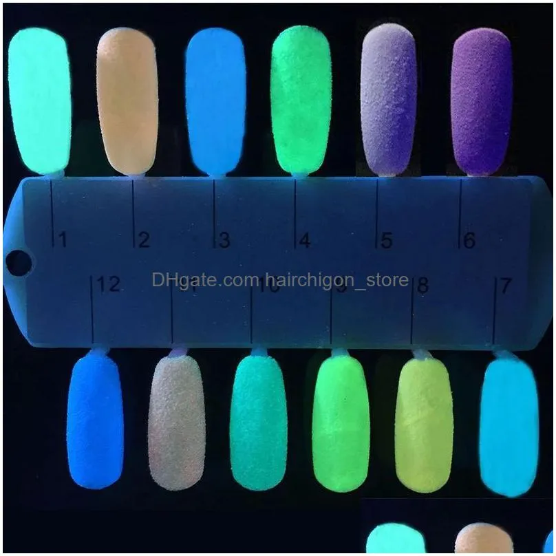 6 colors glow in the dark nail powder sculpture acrylic crystal neon florescent dipping luminous powder 6pcs/set