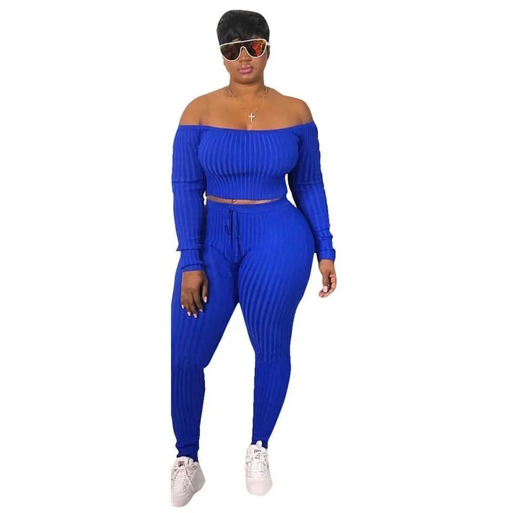 womens large size fashion solid color suit leisure sports suit one shoulder long sleeve sexy womens