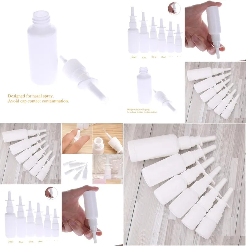 Key Rings 1pc White Vacuum Plastic Nasal Spray Bottles Pump Spray Nose Fog Mist Bottle For Medical Packaging 5ml 10ml 15ml 20ml 30ml Swy