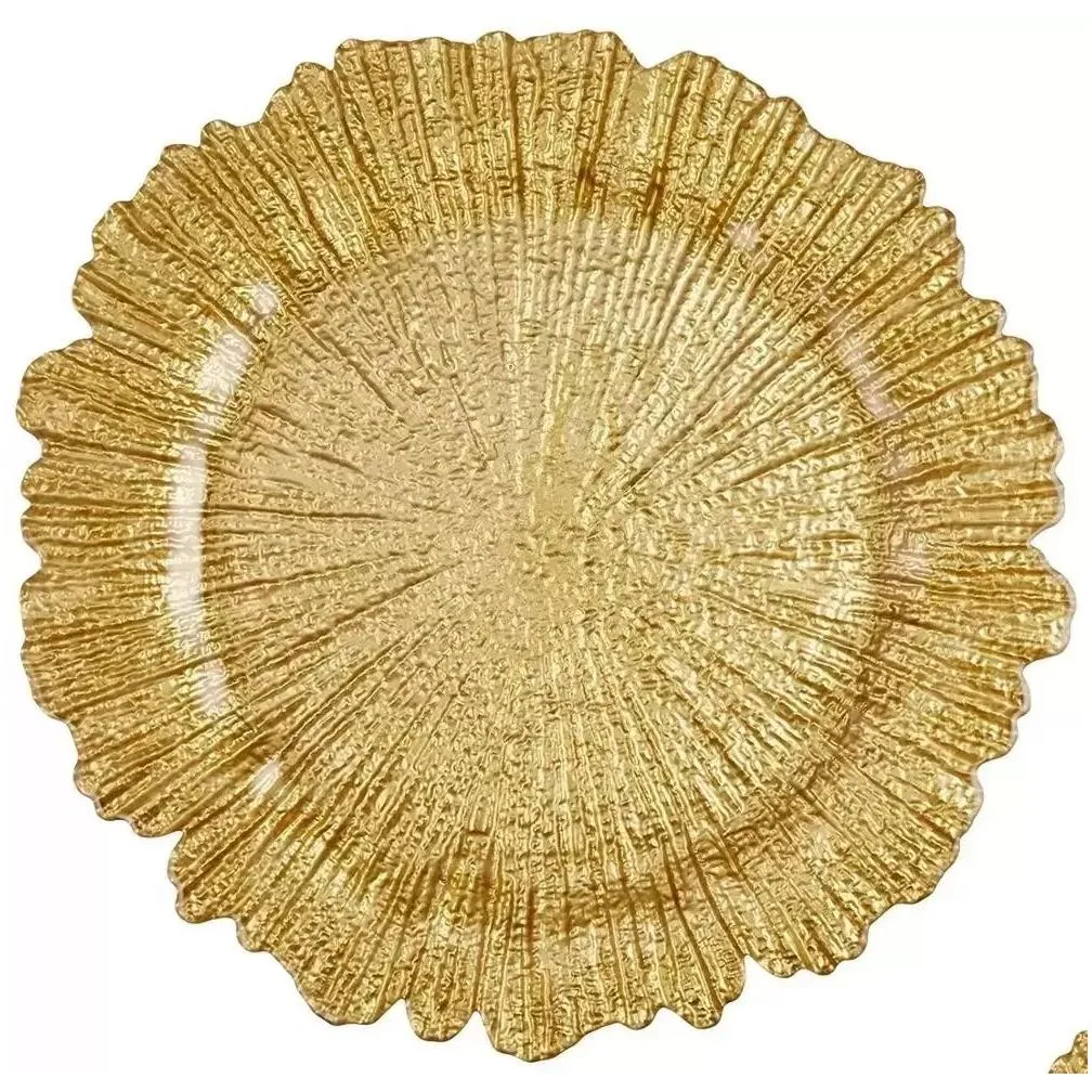 wholesale 13inch gold  plates underplate wedding reef gold  plates for wedding fast delivery