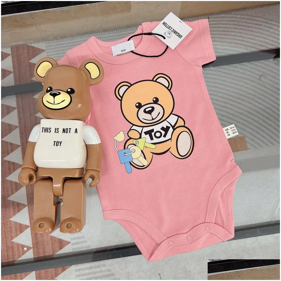 designer born baby girl boy rompers clothes infant girls cartoon bear print short sleeve jumpsuits onesie bodysuit