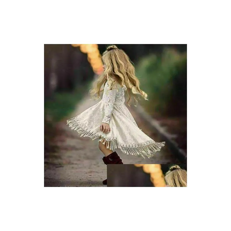 girls dresses princess baby flower girls dress long sleeve velvet tassel party sliver fashion gowns 20211