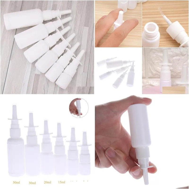 Key Rings 1pc White Vacuum Plastic Nasal Spray Bottles Pump Spray Nose Fog Mist Bottle For Medical Packaging 5ml 10ml 15ml 20ml 30ml Swy