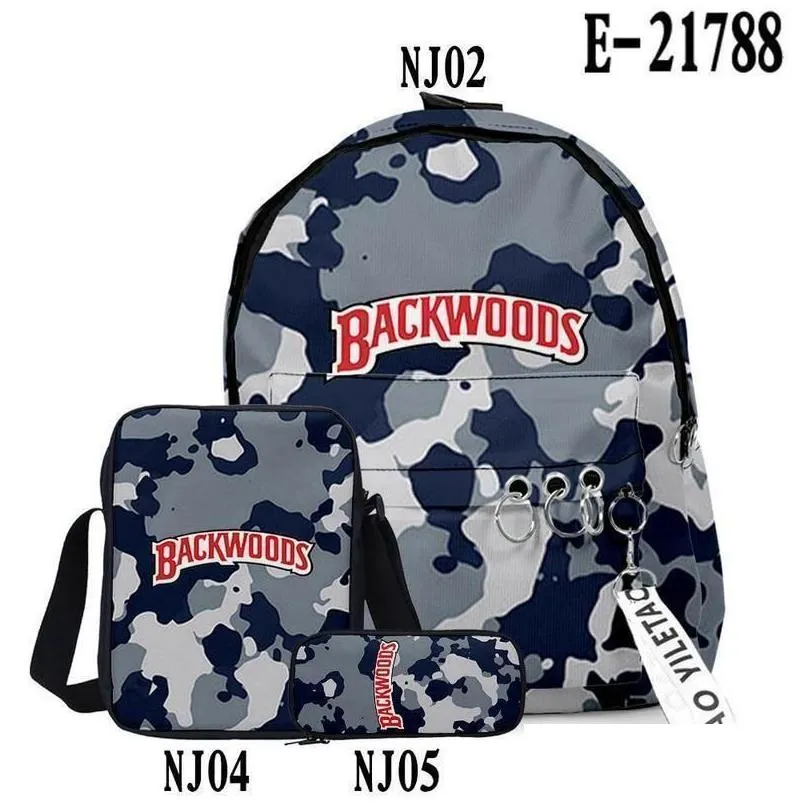 Backpacks 3pcs/set Green For Breakfast Sunny Fritz Darkbrown Backwoods Shoulder Pen Bags