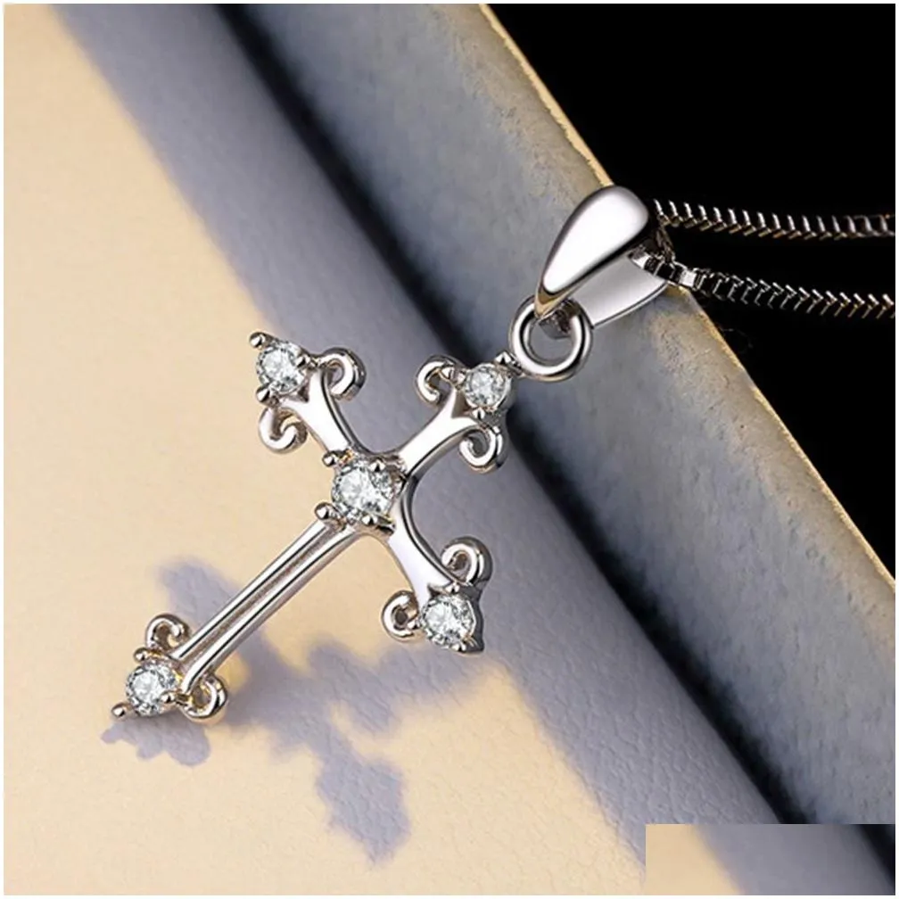 wholesale s925 sterling silver lovers necklace pendant korean boys and girls fashion simple cross pendant 