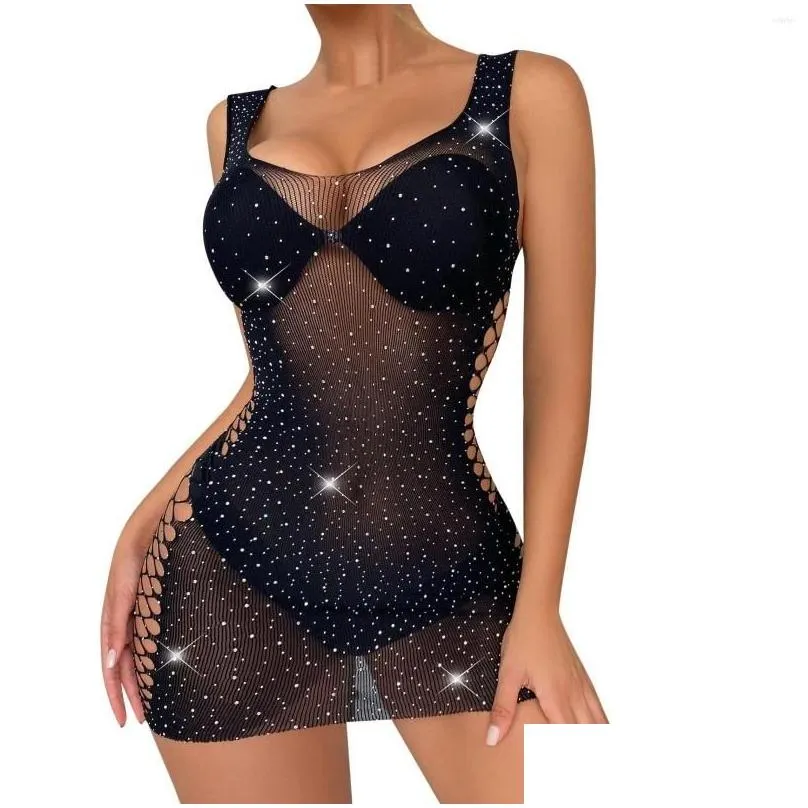 womens sleepwear ladies drill sparkly lace collar sexy underwear long sleeve mesh dress xmas lingerie for women