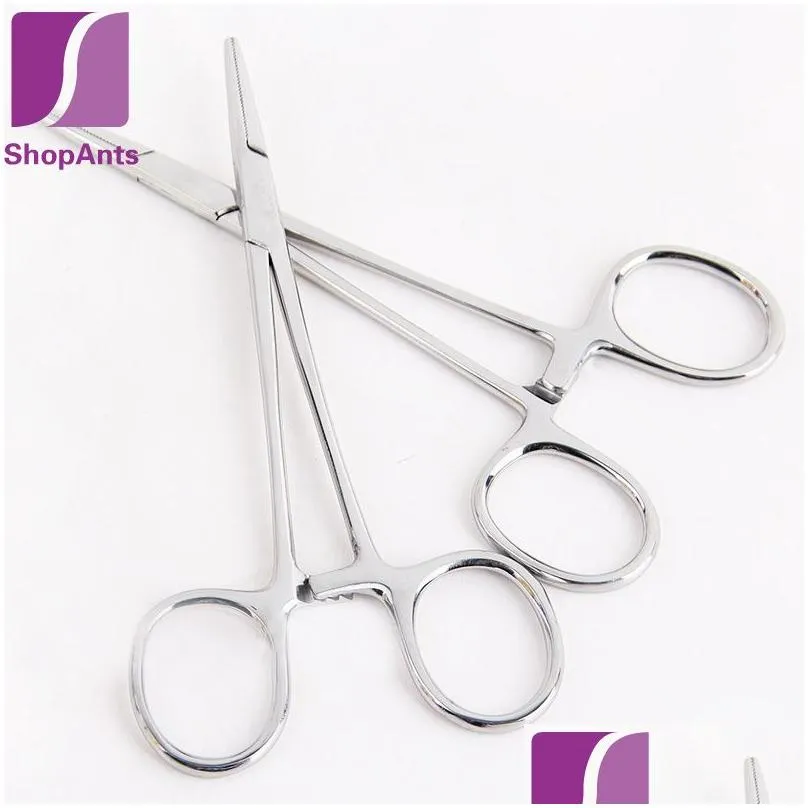 wholesale- 1 pcs fishing 12.5cm stainless steel straight tip hemostat locking clamps forceps beauty makeup tools eyebrow