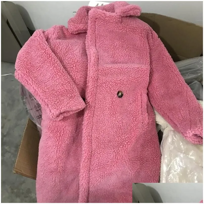 womens fur faux winter teddy coat women high street oversized jackets and coats ladies lamb wool cwf0004-5