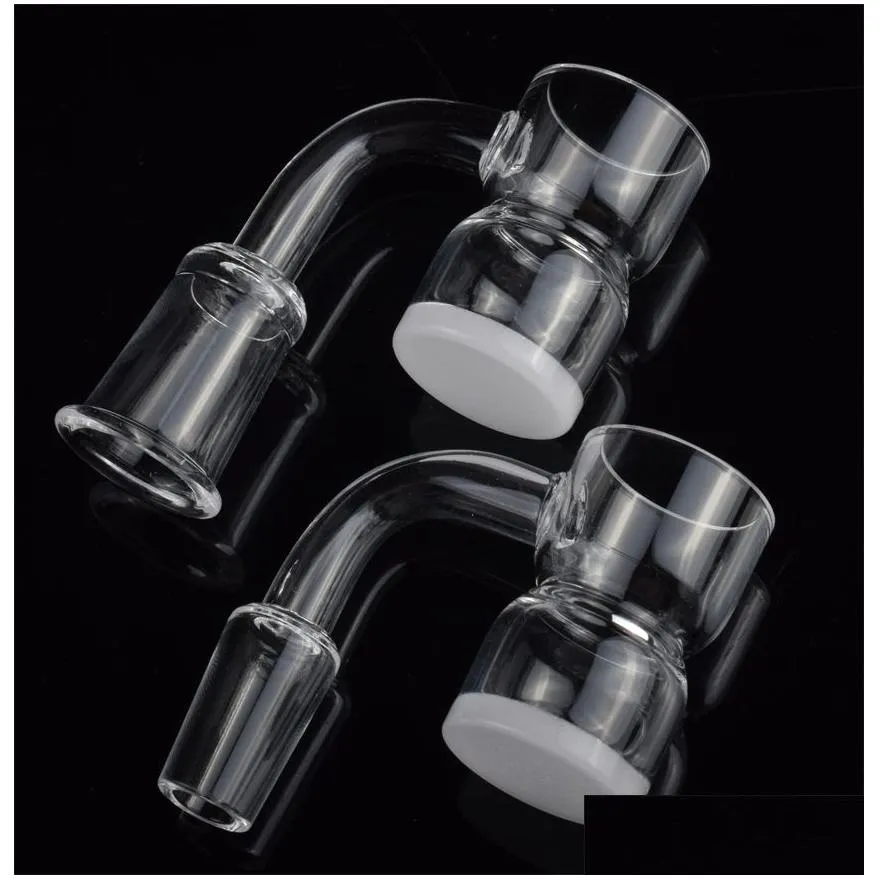 top quality splash guard quartz banger with 10mm 14mm 18mm male female 4mm opaque bottom quartz nails for glass bong smoking