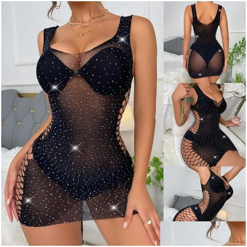 womens sleepwear ladies drill sparkly lace collar sexy underwear long sleeve mesh dress xmas lingerie for women