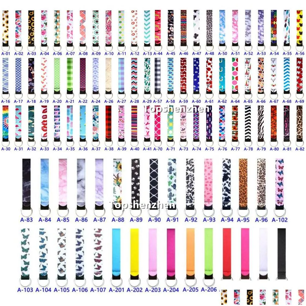 112 design favor neoprene wristlet keychains lanyard serape prints strap band split ring key chain holders hand wrist keychain for chapstick holder