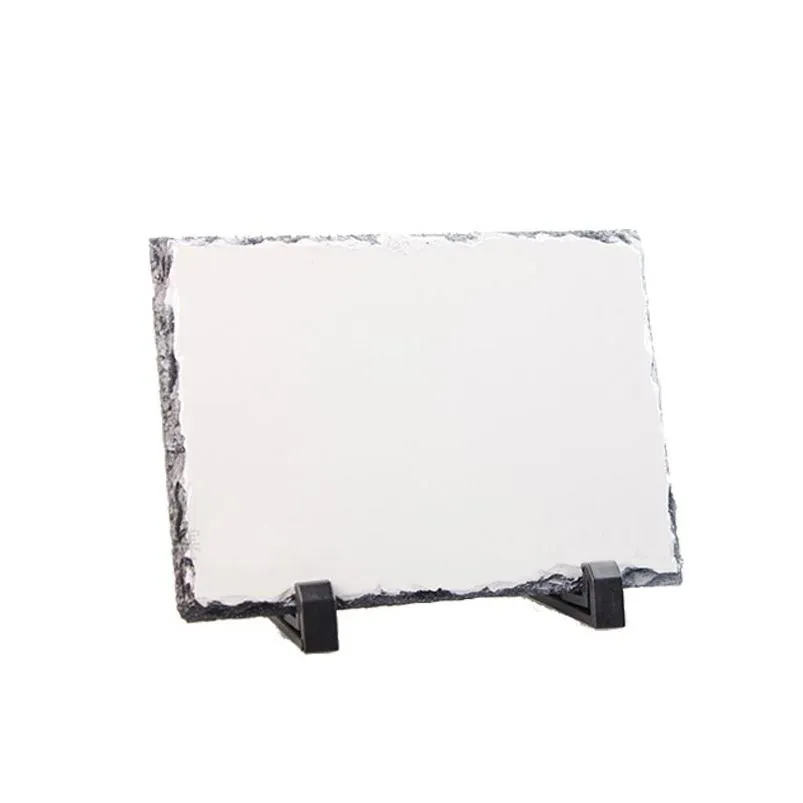 sublimation blank slate rock stone photo frame heat transfer rectangular picture frame with display holder rock photo plaque diy