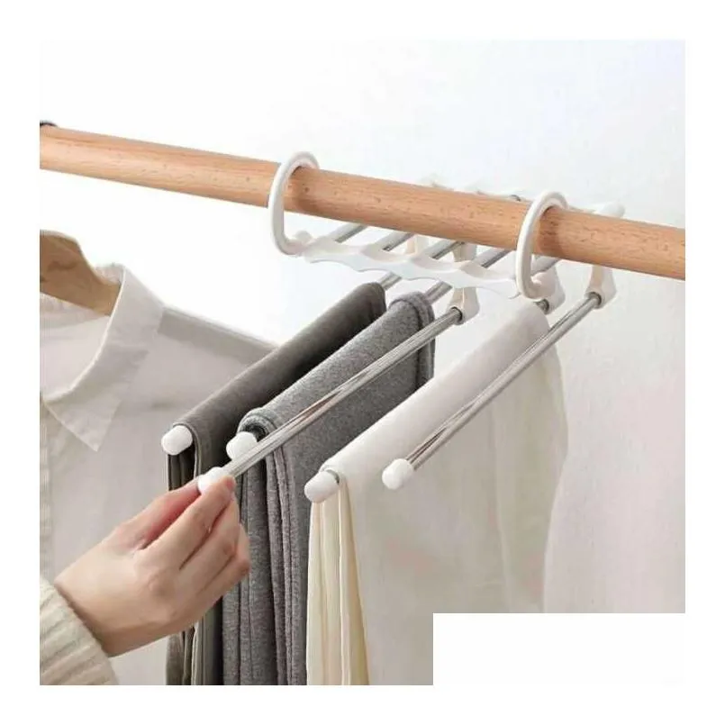 5 layers multi functional clothes hangers pant storage cloth rack trousers hanging shelf nonslip clothing organizer storage rack fast