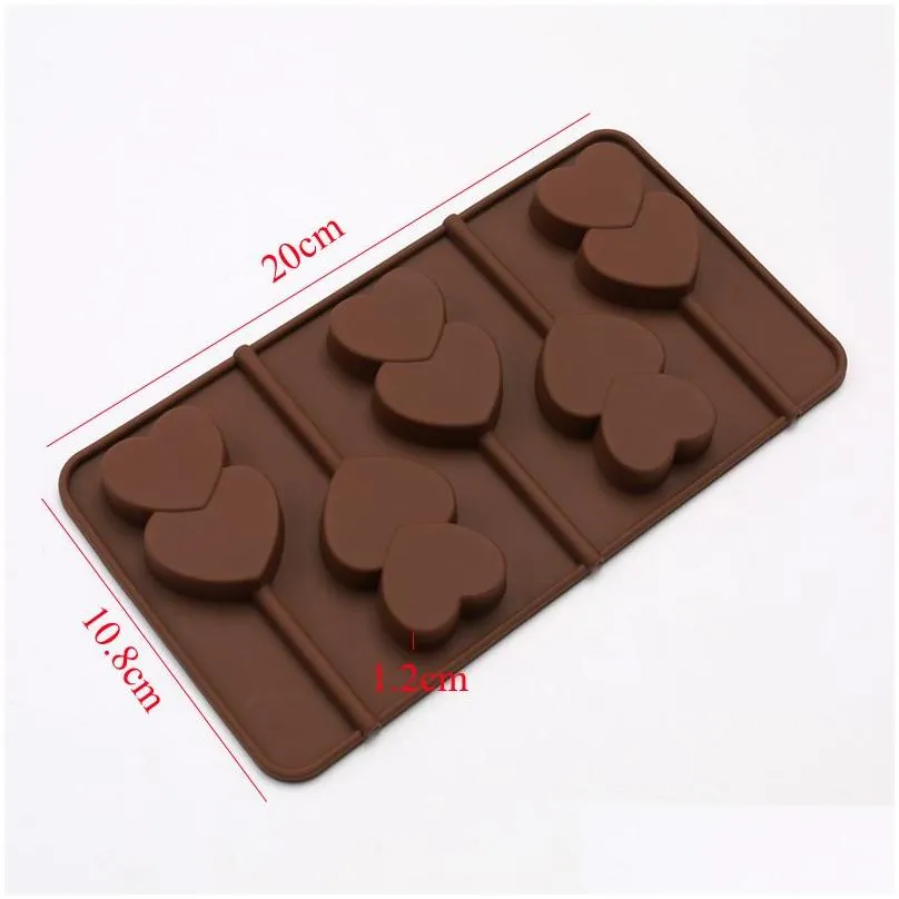 3d double heart lollipop chocolate silicone biscuits mold dessert diy cake decorating tool jelly mold home kitchen baking tools
